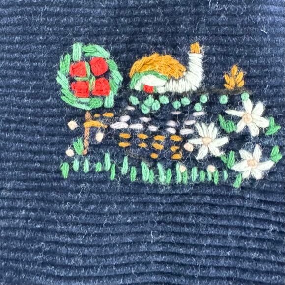 Vintage Kobotonokuni Embroidered Jumper Dress Navy Size 110 2T Corduroy - Picture 2 of 8